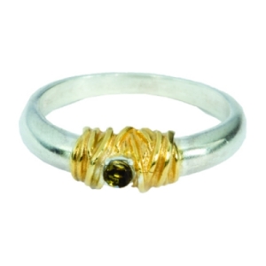 Pierścionek z zieloną cyrkonią srebro "Botanic Twinkle" | Fröhlich Design