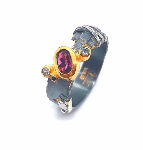 Pierścionek z turmalinem srebro "Mysterious " | Fröhlich Design