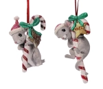 Ozdoba choinkowa: mysz z laską cukrową