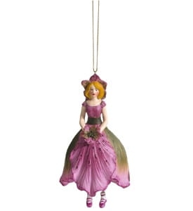 Dekoracja wisząca: wróżka kwiatowa zimowa różowa róża