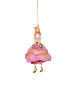 Dekoracja wisząca: wróżka kwiatowa różowa róża