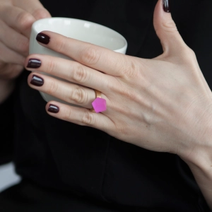 Top złocony VU 12 mm (kryształ) do pierścionka Magenta Pink | Fruit Bijoux