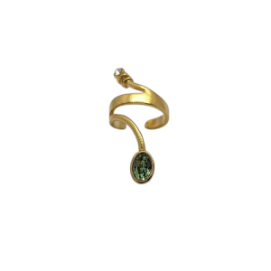 Nausznica z zieloną cyrkonią DK001 złocona | Fröhlich Design