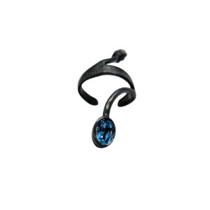 Nausznica z niebieską cyrkonią  DK001 oksydowana Fröhlich Design