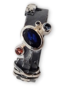 Pierścionek z szafirem srebro "Mysterious " | Fröhlich Design