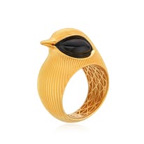 Pierścionek Ag 925 złocony z onyksem