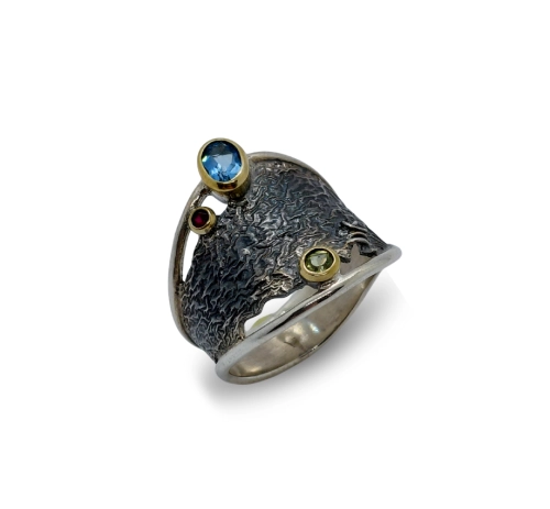 Topaz niebieski, granat, perydot