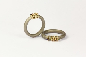 Ring - stainless steel and gold - Jacek Byczewski
