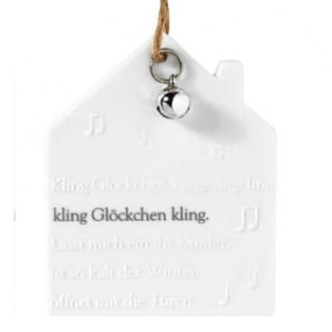 Ozdoba na choinkę:  domek porcelanowy "kling Glöckchen kling"