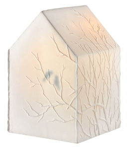 Lampka porcelanowa: ptaki na gałęziach