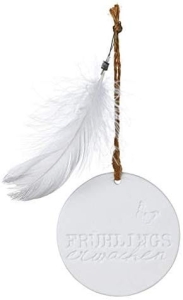 Porcelanowa zawieszka z piórkiem - koło