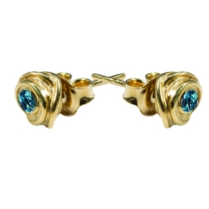 Kolczyki z niebieską cyrkonią złocone  DK018 Fröhlich Design