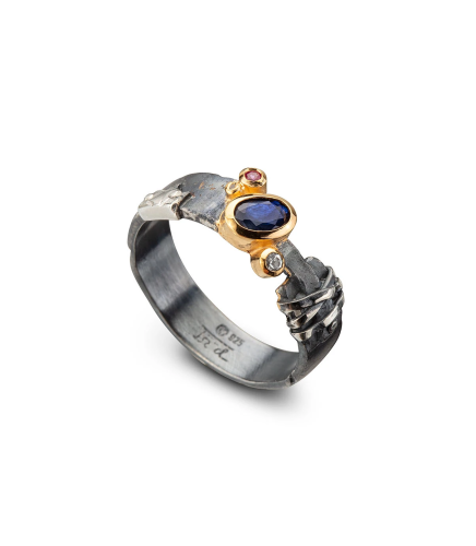 Pierścionek z szafirem srebro "Mysterious " | Fröhlich Design