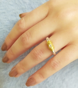 Pierścionek z białą cyrkonią srebro "Botanic Twinkle" | Fröhlich Design