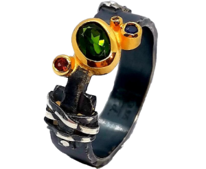 Pierścionek z turmalinem srebro "Mysterious " | Fröhlich Design