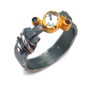 Pierścionek z topazem białym srebro "Mysterious " | Fröhlich Design