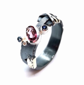 Pierścionek z turmalinem srebro "Mysterious " | Fröhlich Design