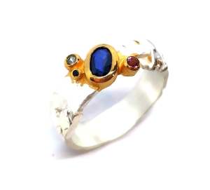 Pierścionek z szafirem srebro "Mysterious " | Fröhlich Design