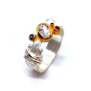 Pierścionek z topazem białym srebro "Mysterious " | Fröhlich Design