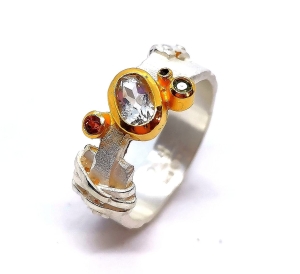 Pierścionek z topazem białym srebro "Mysterious " | Fröhlich Design