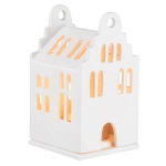 Porcelanowy lampion domek mini: dach dwuspadowy