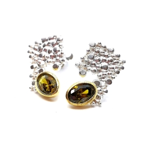 Kolczyki z zieloną cyrkonią "Ball earrings"| Fröhlich Design