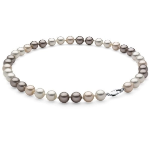 Kette aus Muschelkernperlen silber-gold Perle 10 mm