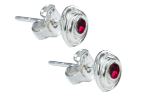 Kolczyki z czerwoną cyrkonią srebro DK018  | Fröhlich Design
