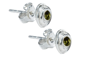 Kolczyki z zieloną cyrkonią srebro DK018  | Fröhlich Design