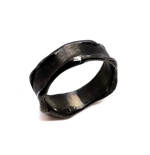 Pierścionek "Melting dark roundabout "srebro | Fröhlich Design