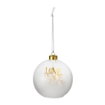 Ozdoba na choinkę: Bombka szklana "Love Peace and Joy"