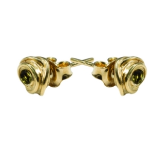 Kolczyki z zieloną cyrkonią złocone  DK018 Fröhlich Design