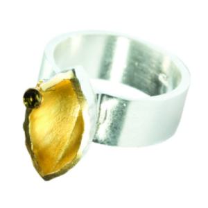Pierścionek z zieloną cyrkonią  DP002  Fröhlich Design
