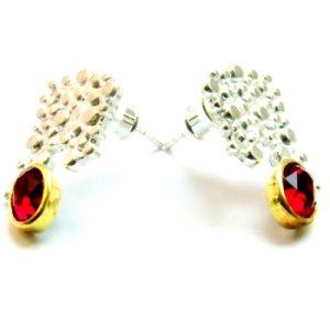 Kolczyki z czerwoną cyrkonią "Ball earrings"| Fröhlich Design