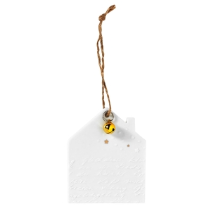 Ozdoba na choinkę:  domek porcelanowy - złote gwiazdki